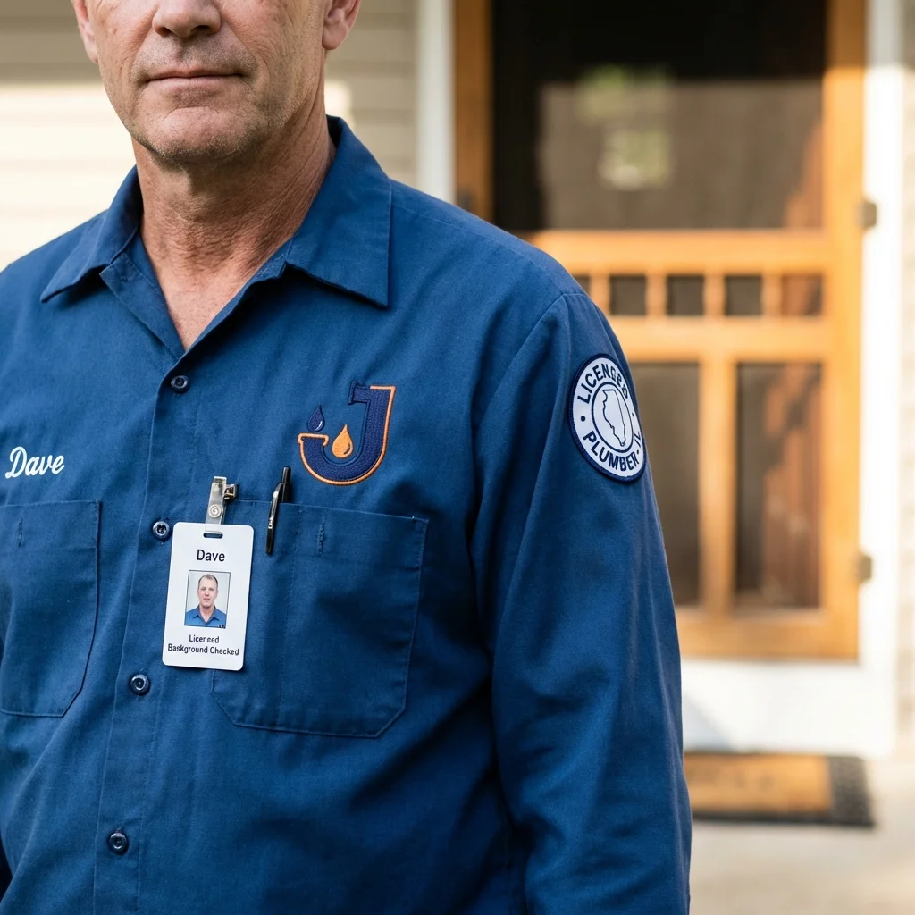 Licensed plumber showing ID badge in Spirit Lake, ID