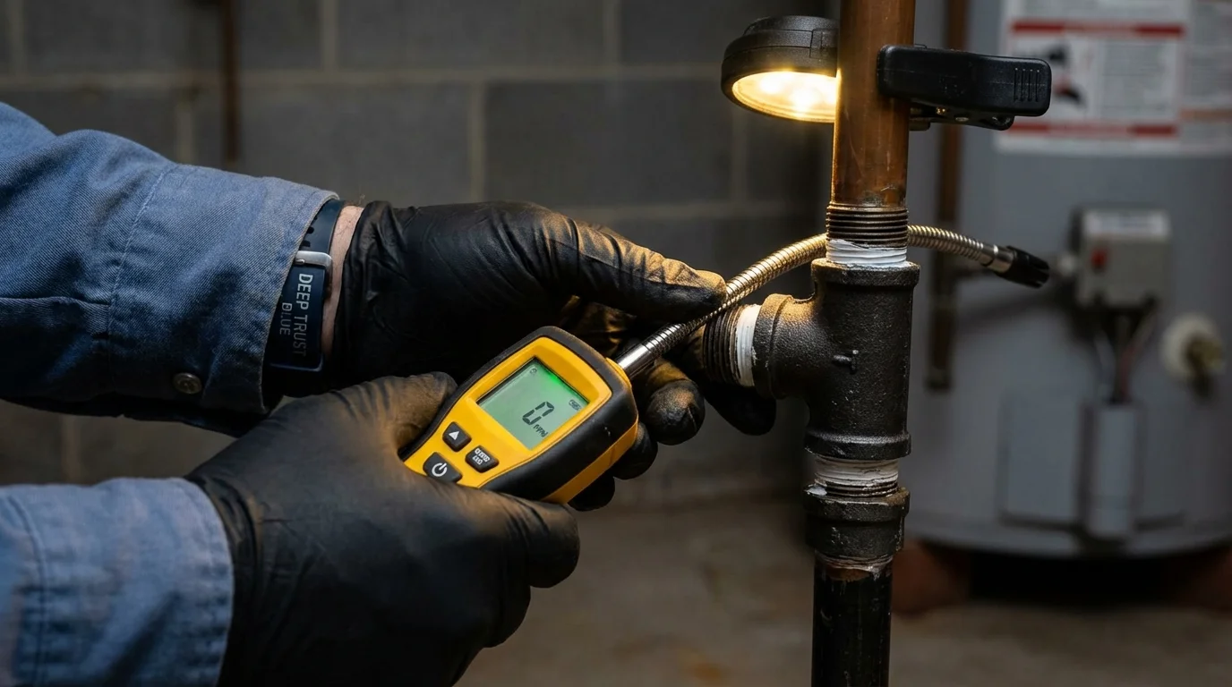 Gas leak detection with electronic sniffer by Johns Plumbing LLC in Spirit Lake