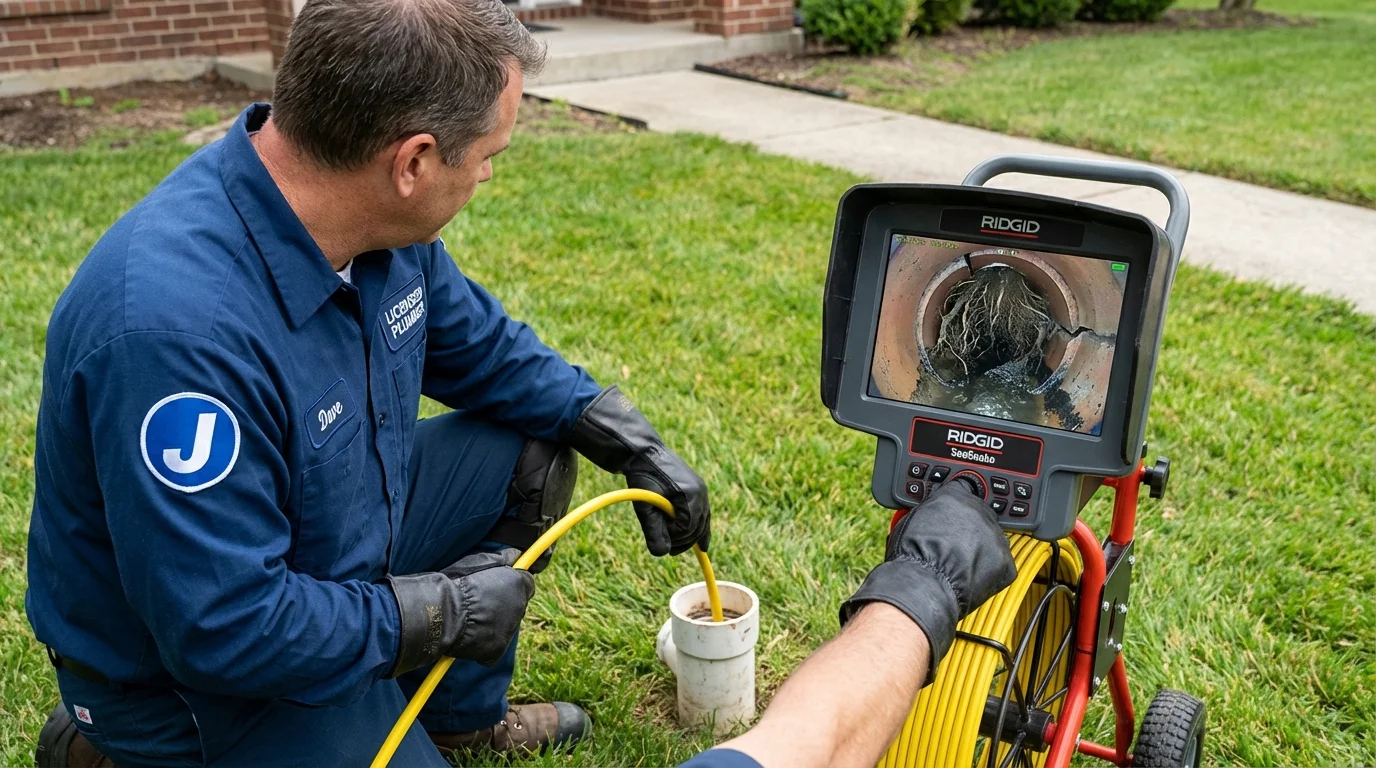 Sewer camera inspection being performed by Johns Plumbing LLC in Spirit Lake